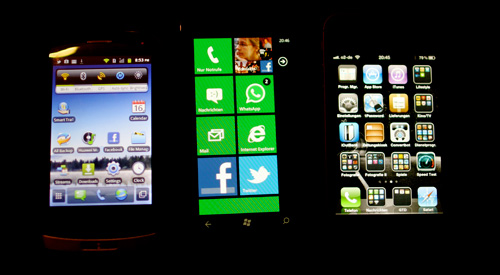 Huawei Ideos X3, Noki Lumia 800, iPhone 4s